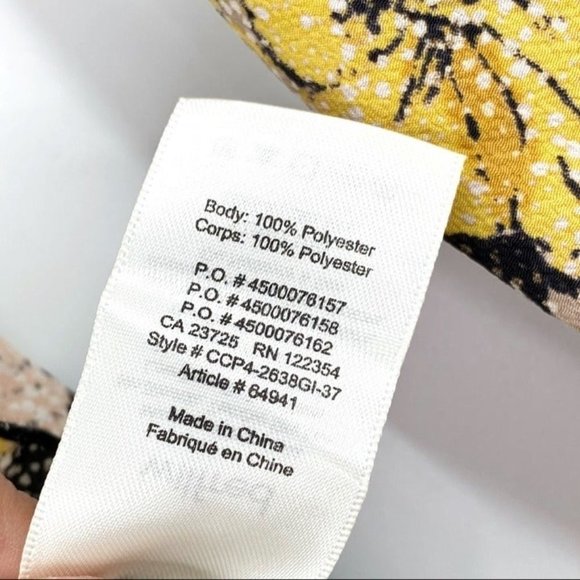 Aritzia Wilfred Yellow & Black Floral Ruffle Off Shoulder Blouse Textured Sz XXS - Picture 8 of 9